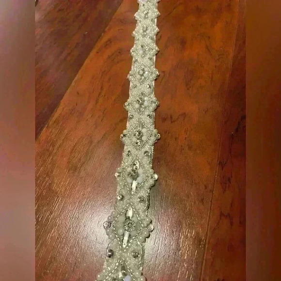 DAVIDS BRIDAL- Pearl and Crystal Bead Embellished Sash
STYLE# 51093 - Picture 7 of 9